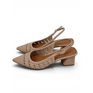 Marc Fisher Lulia Pump Woman's Dress Shoes Size‎ 8.5 Tan Cream Woven